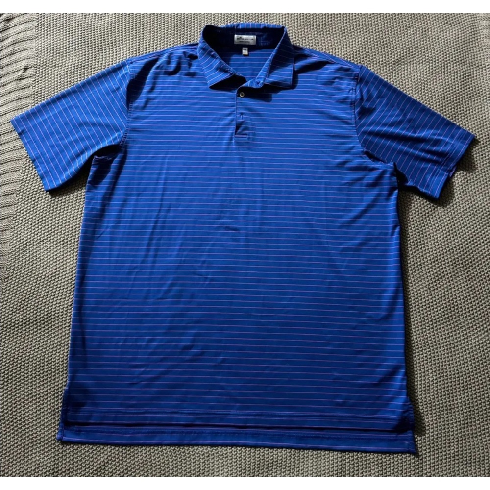 Peter Millar Mens Blue Summer Comfort‎ Polo Shirt Striped Size 2XL